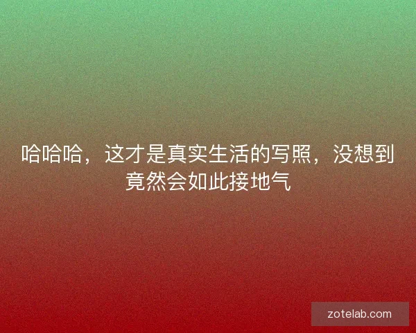 哈哈哈，这才是真实生活的写照，没想到竟然会如此接地气