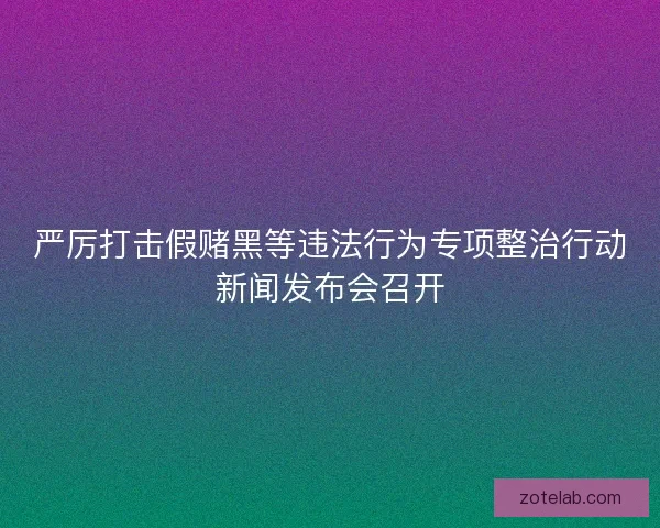 严厉打击假赌黑等违法行为专项整治行动新闻发布会召开 严厉打击假赌黑等违法行为专项整治行动新闻发布会召开